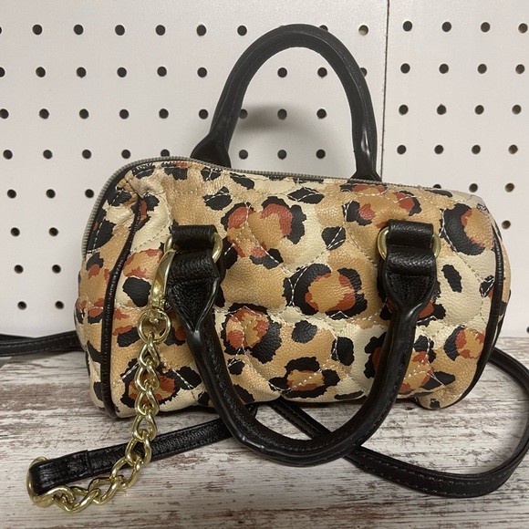 BETSEY JOHNSON LEOPARD MINI BARREL BAG WITH LONG SHOULDER STRAP - Picture 2 of 5